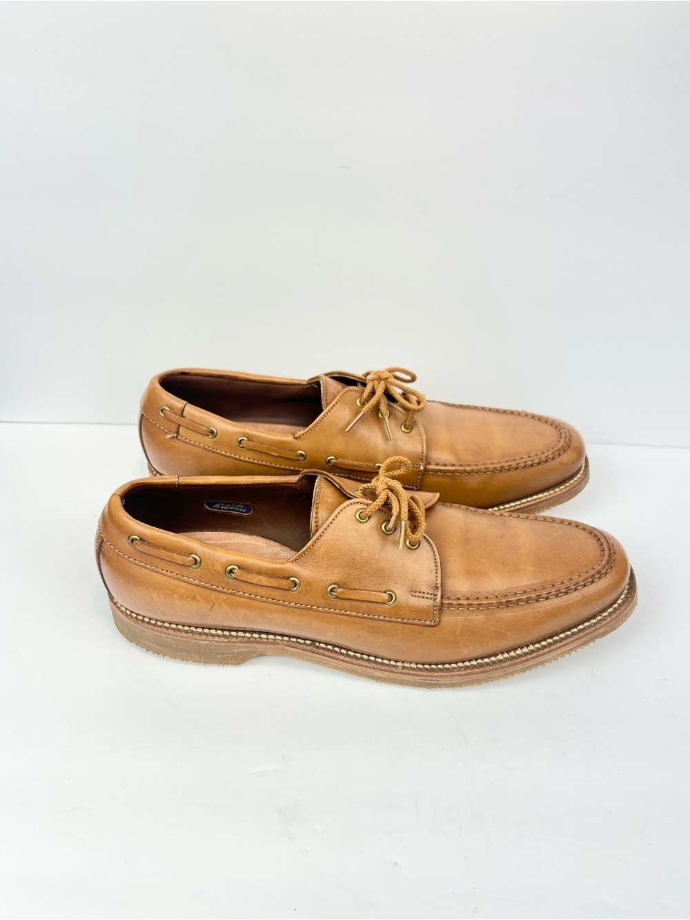 Vintage Allen Edmonds Clipper Boat Shoes Size 11.5 AAA Leather Tan  Made In USA